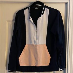 Venus women’s  Zip-Up Sweatshirt in Navy, White, and Peach